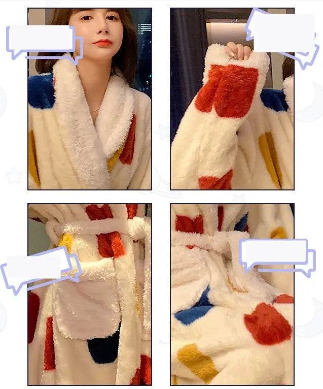 Thick Flannel Bathrobe Winter Long Pajamas - Velora