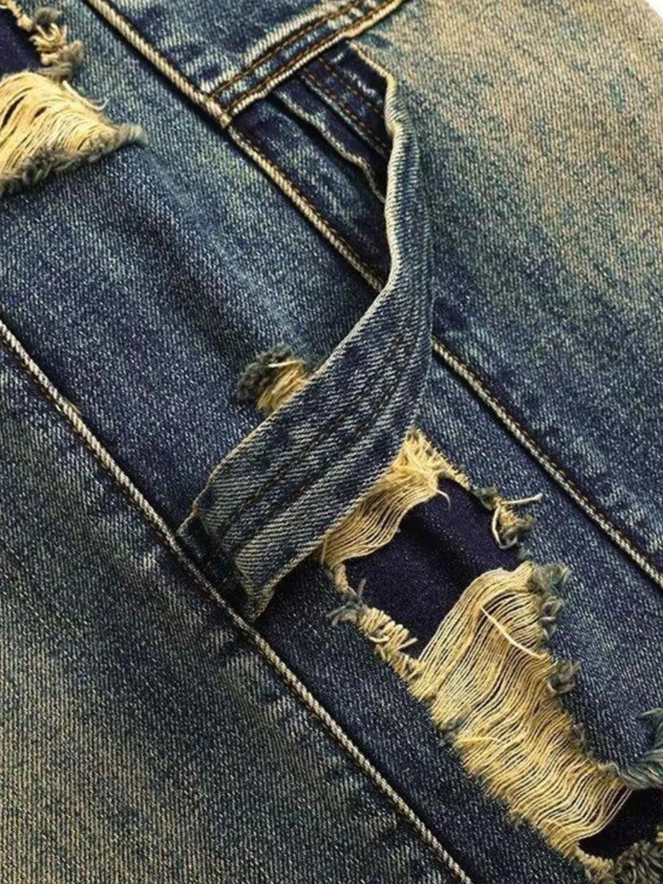 Men's Full Size Distressed Wide Leg Baggy Jeans Plus Size - Velora