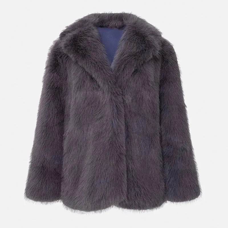 Classy Fashionable Winter Plain Huge Faux Fur Coat for Ladies - Velora