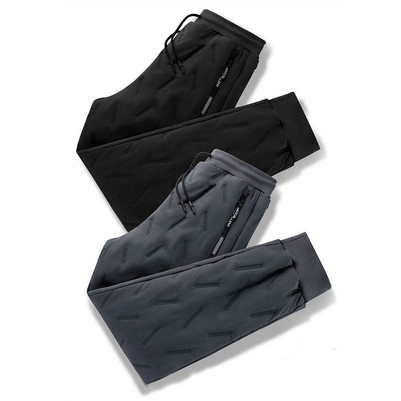 Men's Trousers Winter Velvet Thickening Loose Fleece Pants With Zip Pocket Large Size Windproof Warm Jogging Pants - Velora