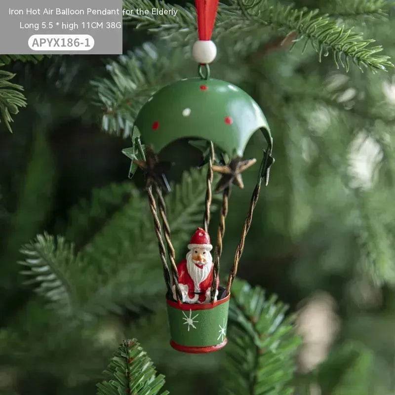 Nordic Iron Christmas Hot Air Balloon Parachute Pendant Creative Decorations Tree Charms Hangings - Velora