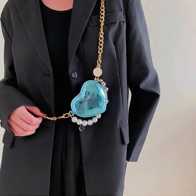 Love Shape Pearl Mini Messenger Bag for ladies y2k crossbody bag - Velora