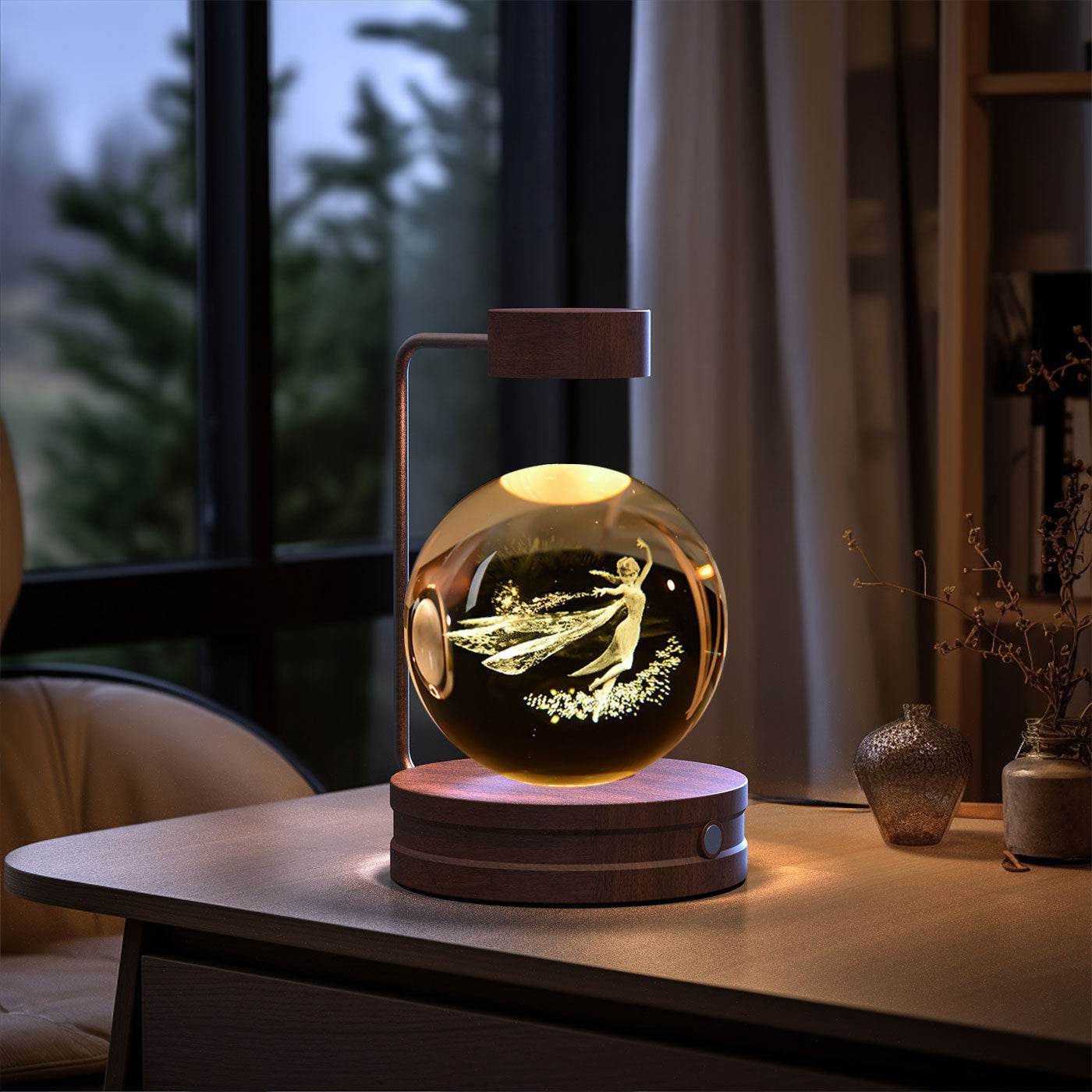 Crystal Ball Cosmic Dinosaur Indoor Night Light USB Power Warm Bedside Light Birthday Gift Night Lamp - Velora