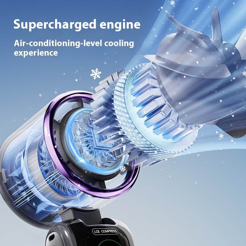 New Ice Pack High-Speed Handheld Eletirc Fan Speed Adjustable Folding Mini Fan Portable Outdoor Hanging Neck Small Fan - Velora