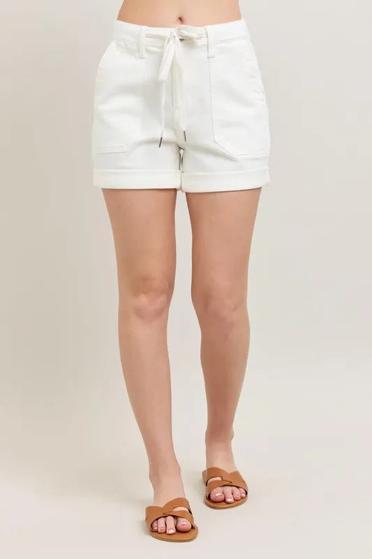 Judy Blue Full Size High Waist Cuff Denim Shorts Plus Size - Velora