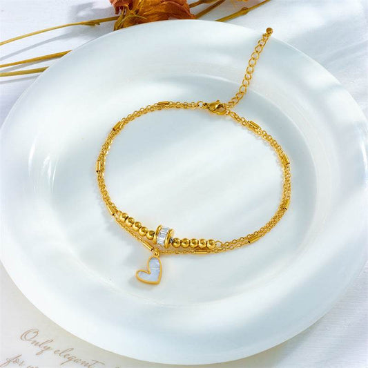 Fashion Jewelry Boho Classic Love Heart Ankle Chain Double Layer Chain Bracelet Anklet Charm Tassel Leg Chain On Foot Chain Women Party Jewelry Accessories - Velora