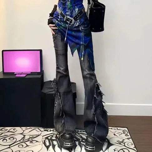 Fashion American Slightly Flared Baggy Jeans Pant Women - Velora