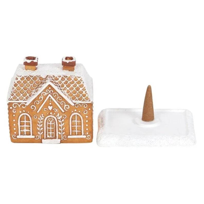 Christmas Snow Top Resin Ginger Cake Cottage Incense Burner - Velora