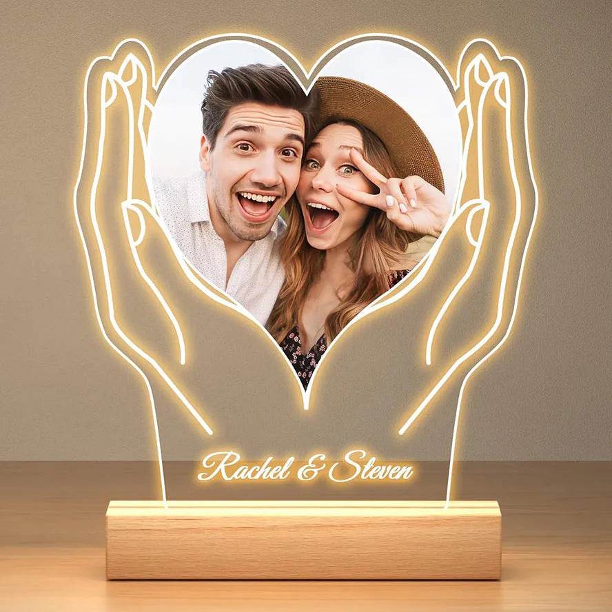 Customized Personalized Valentine Acrylic Lovers Night LED light picture frame - Velora