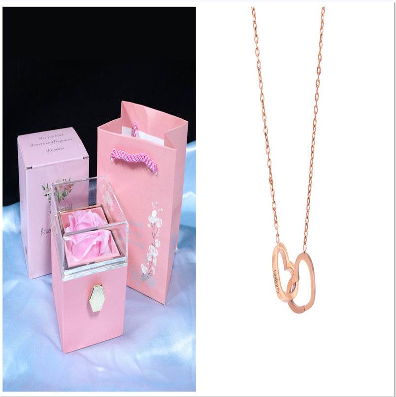 Rotating Soap Flower Rose Gift Box Creative Rotating Rose Jewelry Packaging Box Valentine's Day Gift For Women - Velora