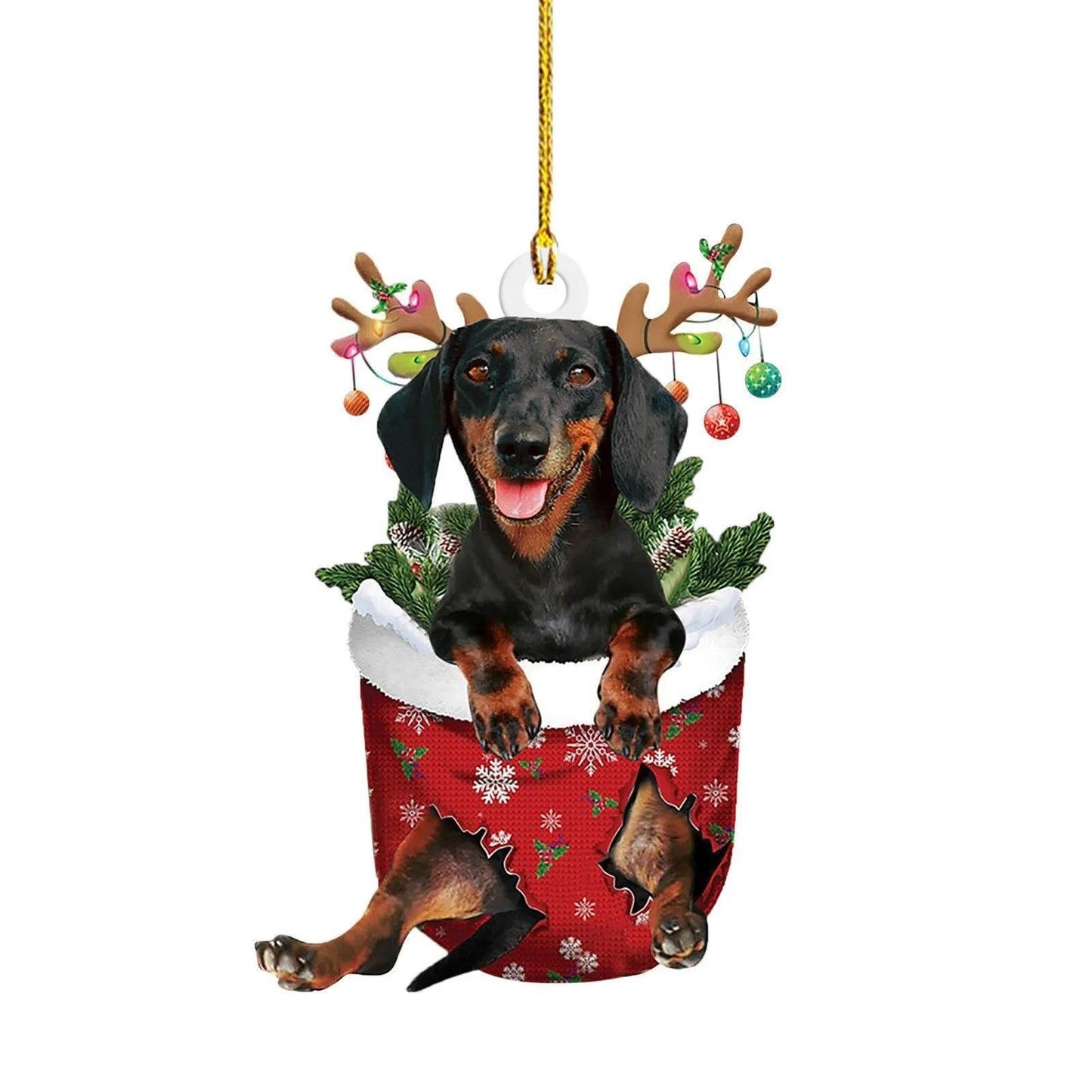 Christmas Sausage Dog Decorations Home - Velora