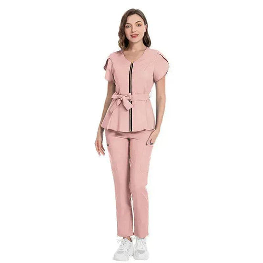 Nurse Lace-up Waist Retraction Surgical Gowns Female Separate Suit Hospital Short Sleeve Brush Hand Clothes Hand Washing Clothes - Velora