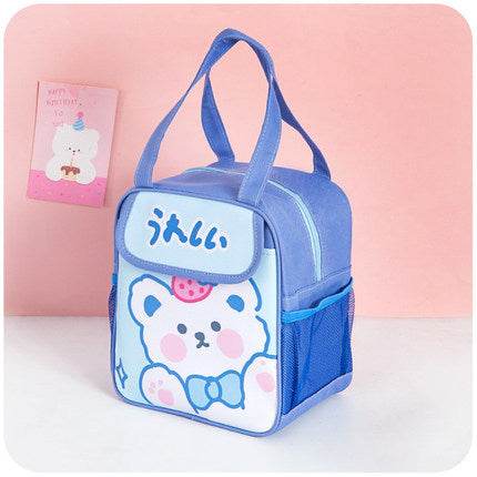 Portable Insulated Kitty Cartoon Preschool Lunch Bag for Kids - Velora
