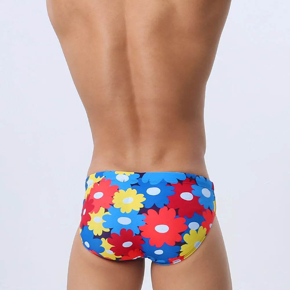 Flower Colorful Printing Swim Briefs - Velora