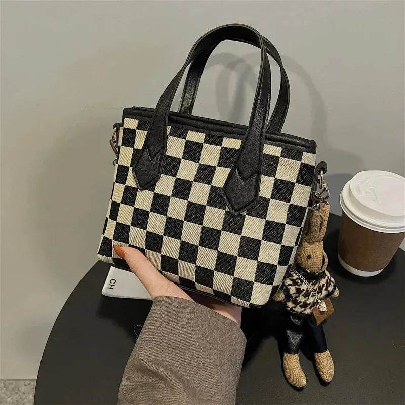 Fashion Houndstooth Shoulder Bags Portable Checkerboard Handbags All-match Messenger Crossbody Bag Women - Velora