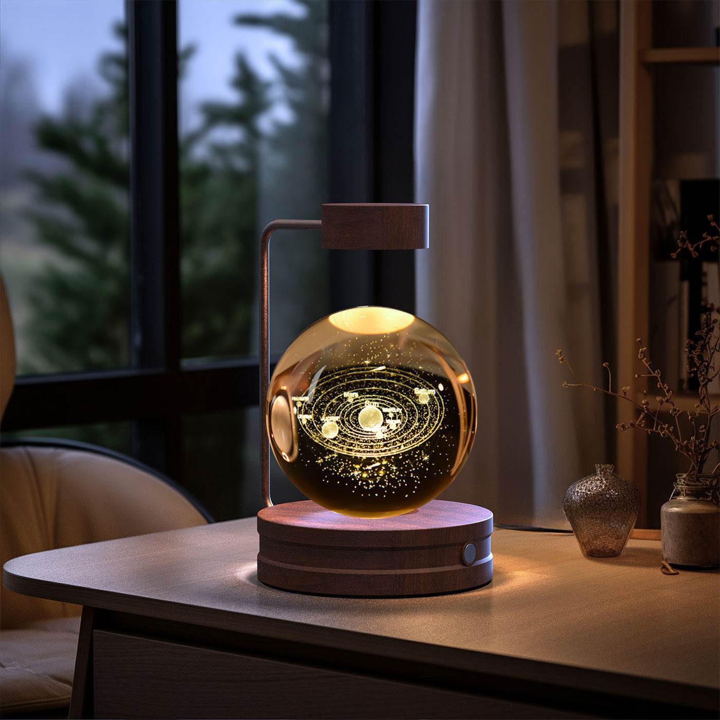 Crystal Ball Cosmic Dinosaur Indoor Night Light USB Power Warm Bedside Light Birthday Gift Night Lamp - Velora