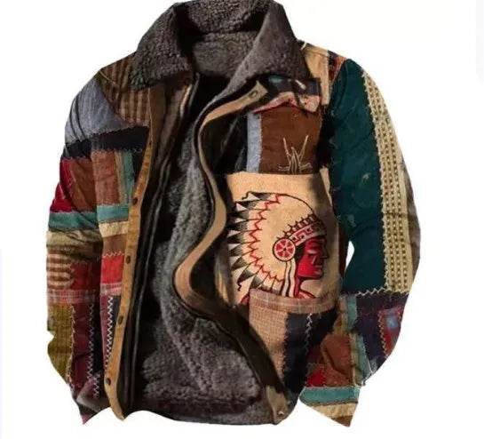 Thickened Side Seam Pocket Casual Zipper Loose Wolf Cotton Jacket - Velora