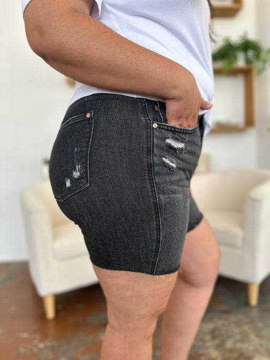 Judy Blue Full Size High Waist Rigid Magic Denim Shorts - Velora