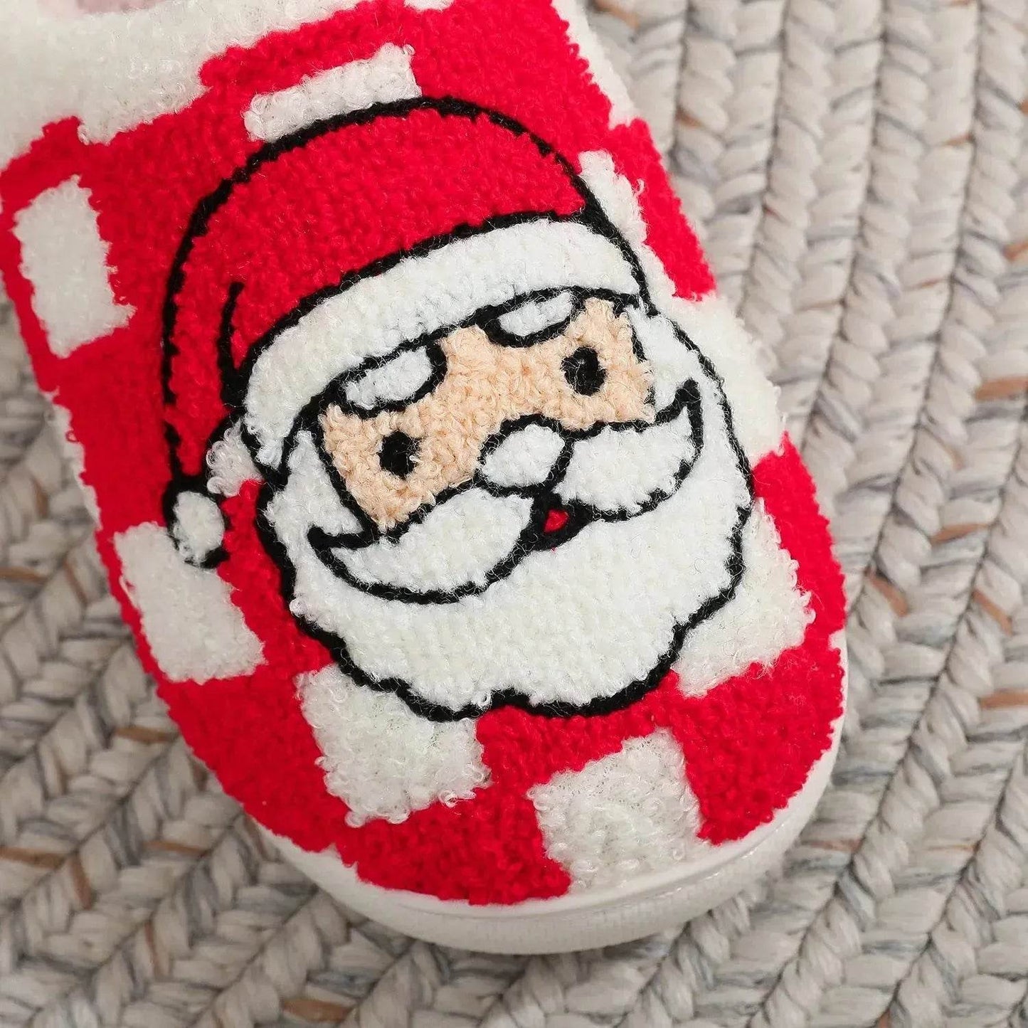 New Christmas Plaid Santa Claus Slippers Winter Indoor Non-slip Floor Bedroom Fuzzy House Shoes For Women Home Slipper - Velora