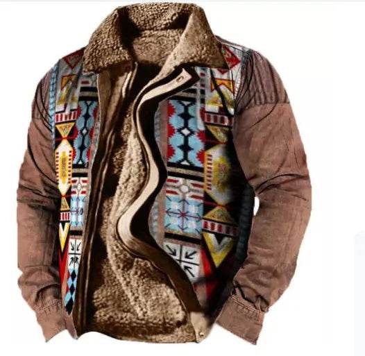 Thickened Side Seam Pocket Casual Zipper Loose Wolf Cotton Jacket - Velora