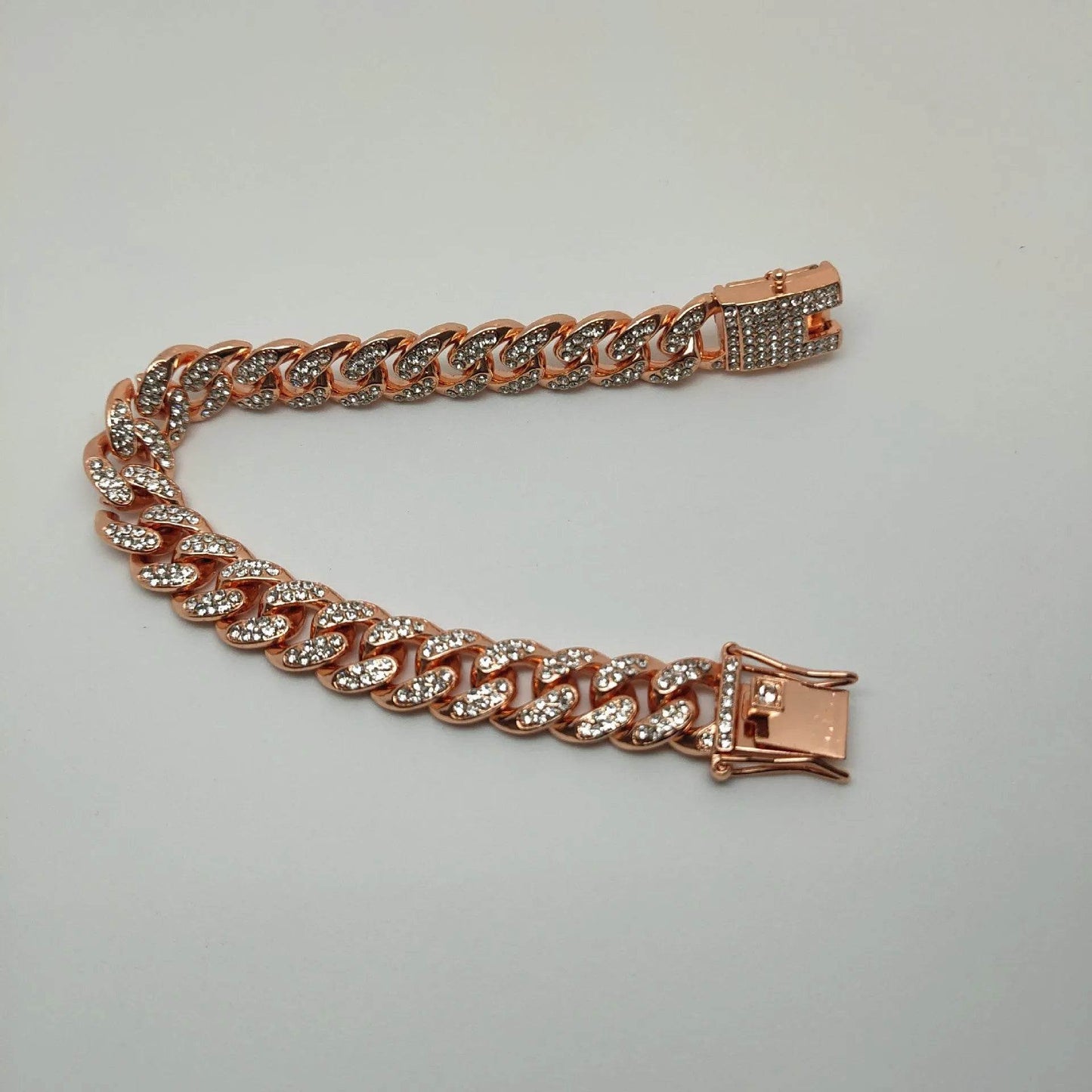 Alloy Line Cuban Link Chain Diamond Bracelet - Velora