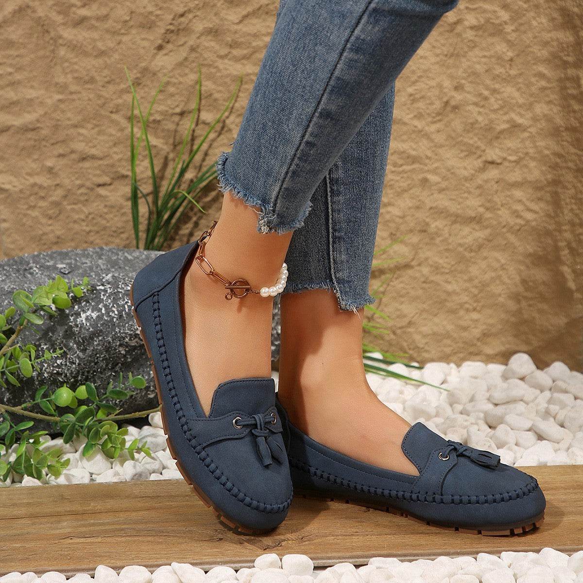 Women's Round Head Loafers Fashion Non-slip Soft Comfortable Flats Shoes - Velora