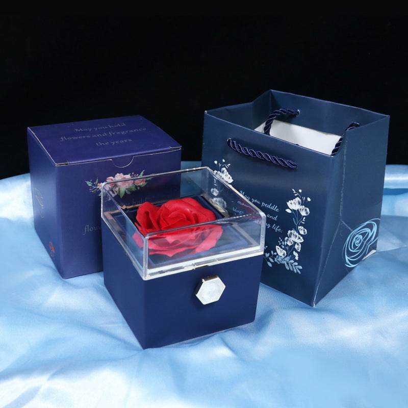 Rotating Soap Flower Rose Gift Box Creative Rotating Rose Jewelry Packaging Box Valentine's Day Gift For Women - Velora