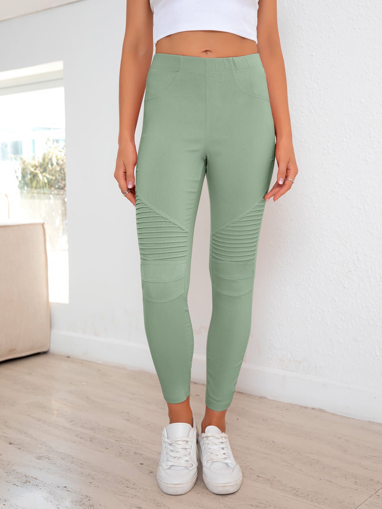 Ribbed Detail Leggings - Velora