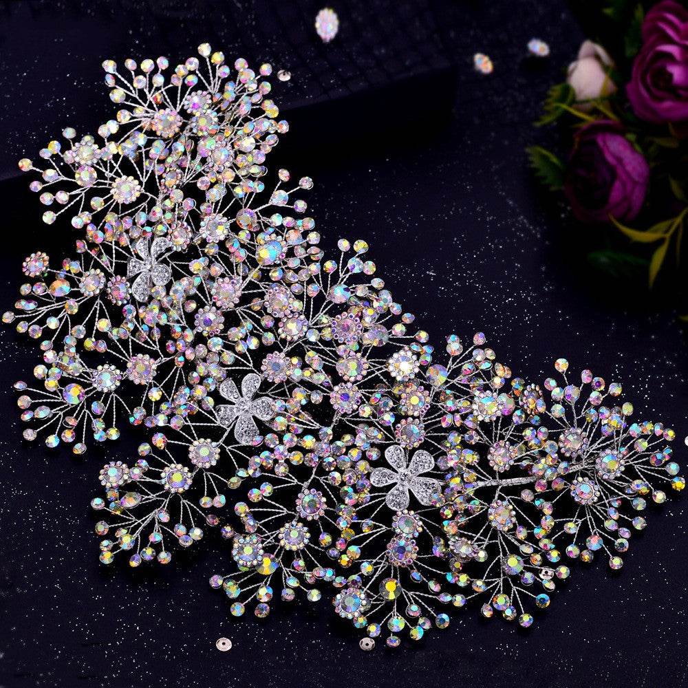 Luxury and Elegant Bridal Flower Rhinestone Headband Fashion Accessories set - Velora