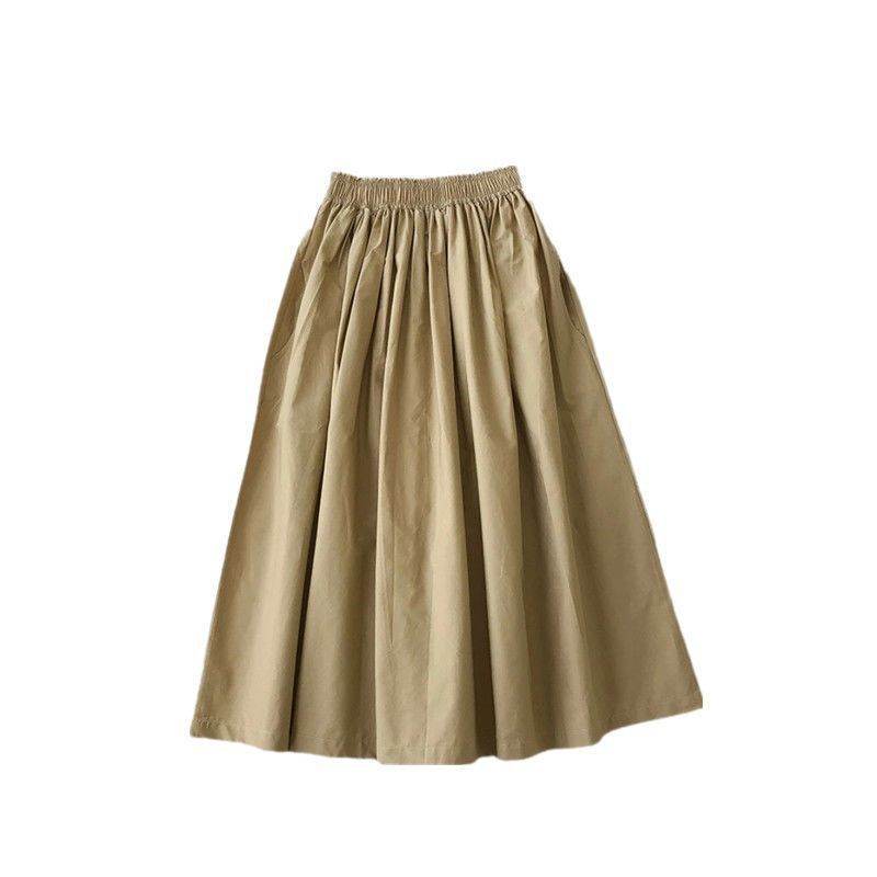 Solid Color Women Workwear Pleated Midi Skirt - Velora