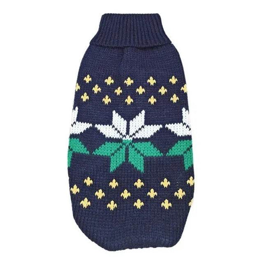 Christmas Maple Snowflake Turtleneck Knitted Sweater Pet Clothes - Velora