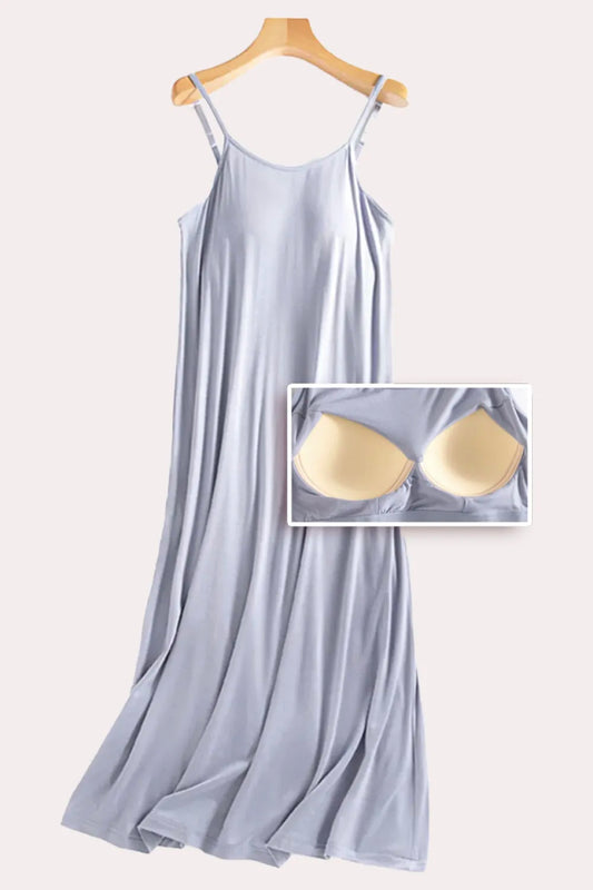 Scoop Neck Midi Cami Dress with Bra - Velora