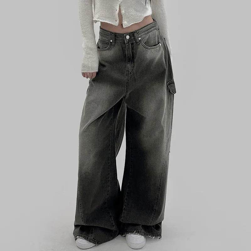 European And American Slimming High Waist Wide Legs Baggy Jeans Pant For Women - Velora