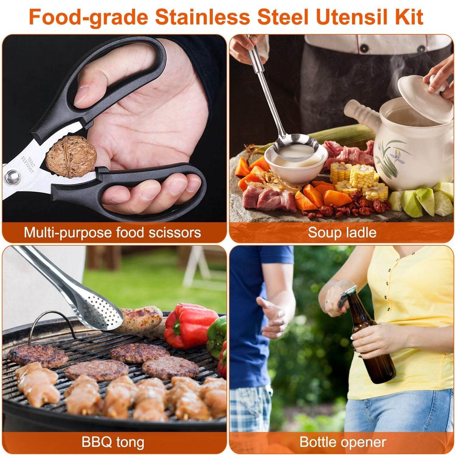 19Pcs Camping Cooking Utensil Kit Portable Picnic Cookware Outdoor Kitchen Equipment Gear Campfire Barbecue Appliances With Storage Bag - Velora