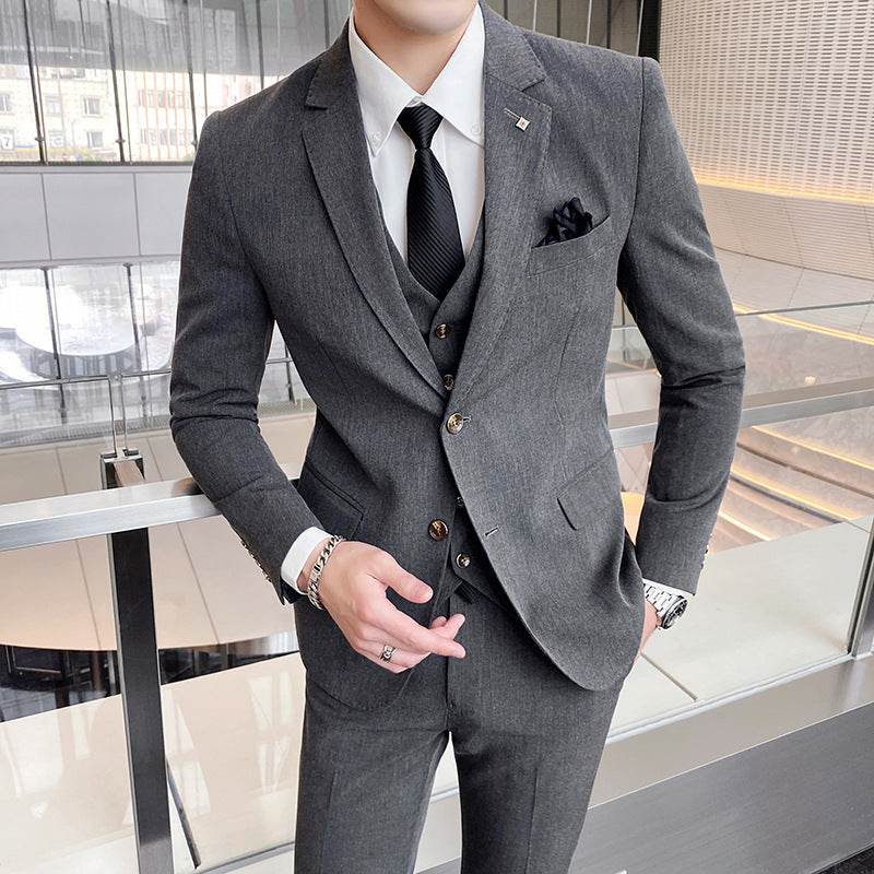 Casual Single Row Buckle Men's Suit Three-piece Suit - Velora