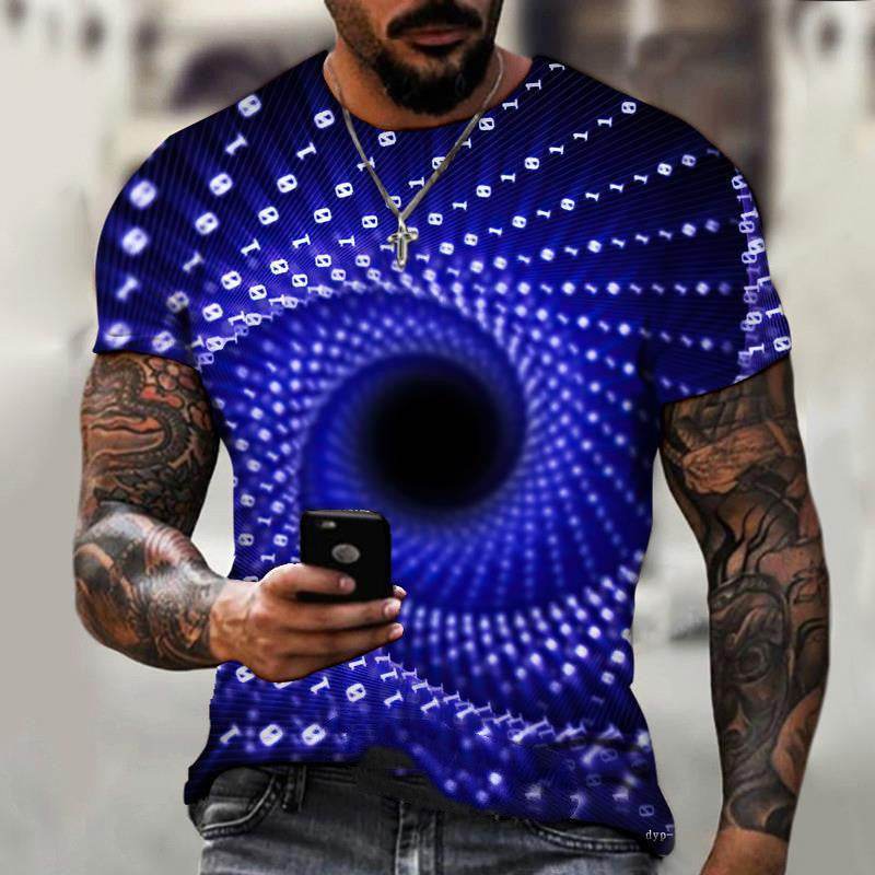 Men's Black Tech 3D Printed Short Sleeve T-Shirt
