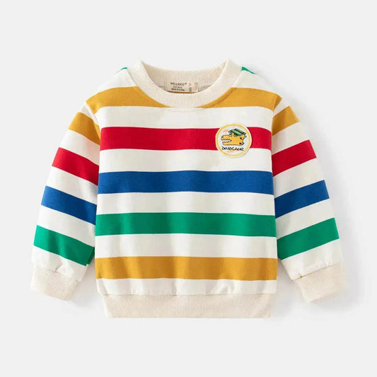 Unisex Colorful Striped Long-sleeved Sweater for Kids Pullover for Kids - Velora