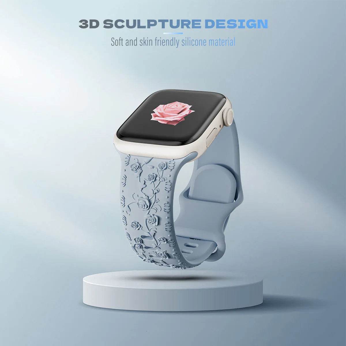 Embossed Rose Silicone Watch Strap - Velora