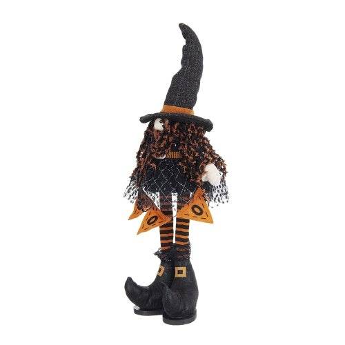 8.3x5x24 Fabric Standing Gnome W Orange Banner Spring Body, For Halloween Decor - Velora