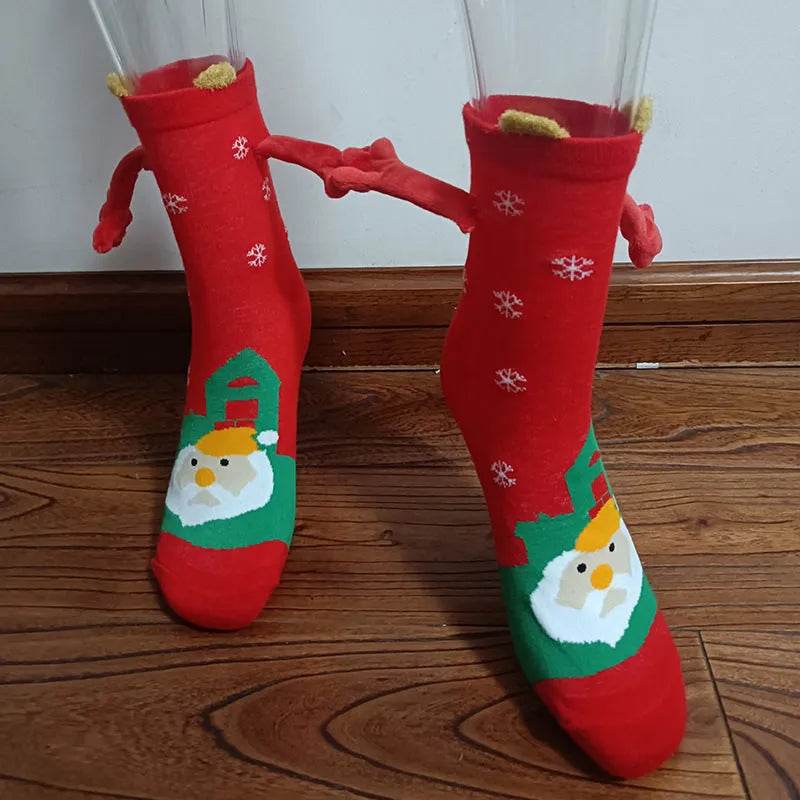 Christmas Stockings Autumn Winter Cotton Magnet Lodestone Hand Tube Socks - Velora