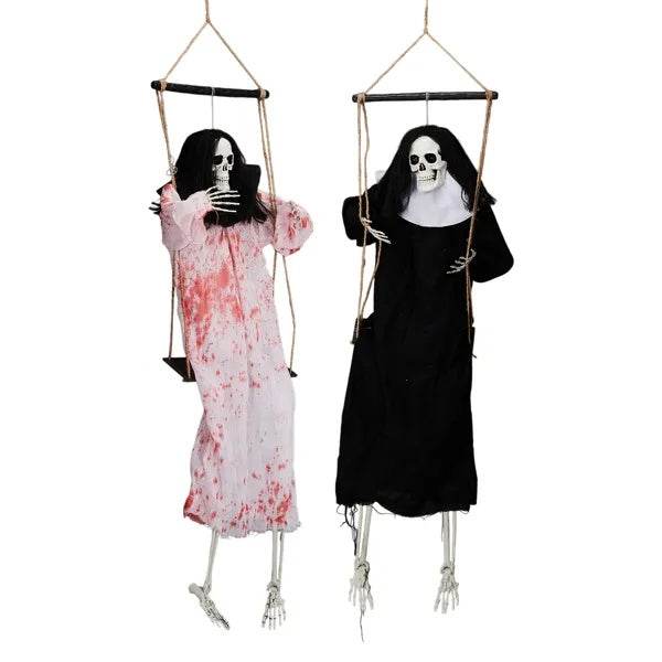 Outdoor Halloween Decorations 2 Packs Hanging Ghosts Decor With Lighted Up Eyes And Horror Scream, 3ft Scary Grim Reaper Swinging Ghost Flying For Yard Patio Lawn Garden - Velora