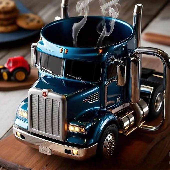 Durable Truck Coffee Mug Semi Truck Handcrafted Coffee Cup Semi-trailer Shaped Semi-Truck Coffee Mugs For Family - Velora