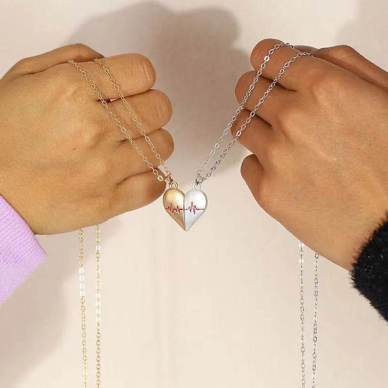 Heartbeat Magnetic Heart Necklace Love Couple Jewelry - Velora