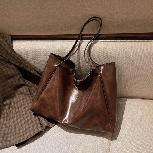 Fashion Handbag New Autumn And Winter Japanese And Korean Large Capacity Soft Leather Shoulder Bag Retro Casual Handbag - Velora