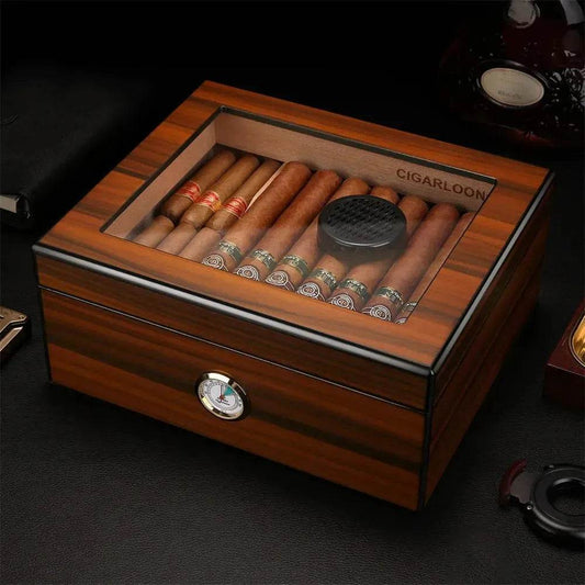 Portable Cedar Wood Humidifying Moisturizing Cigar Box Humidor Case - Velora