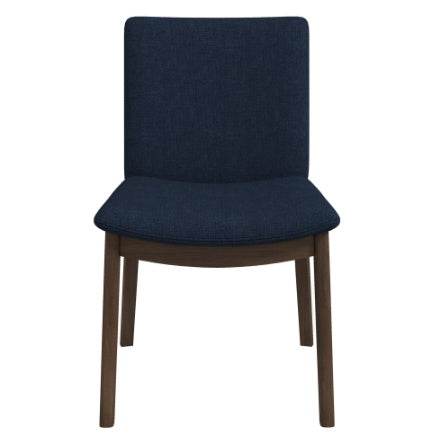 Laura Blue Linen Solid Wood Dining Chair Set Of 2 Mid-Century Modern Style - Velora