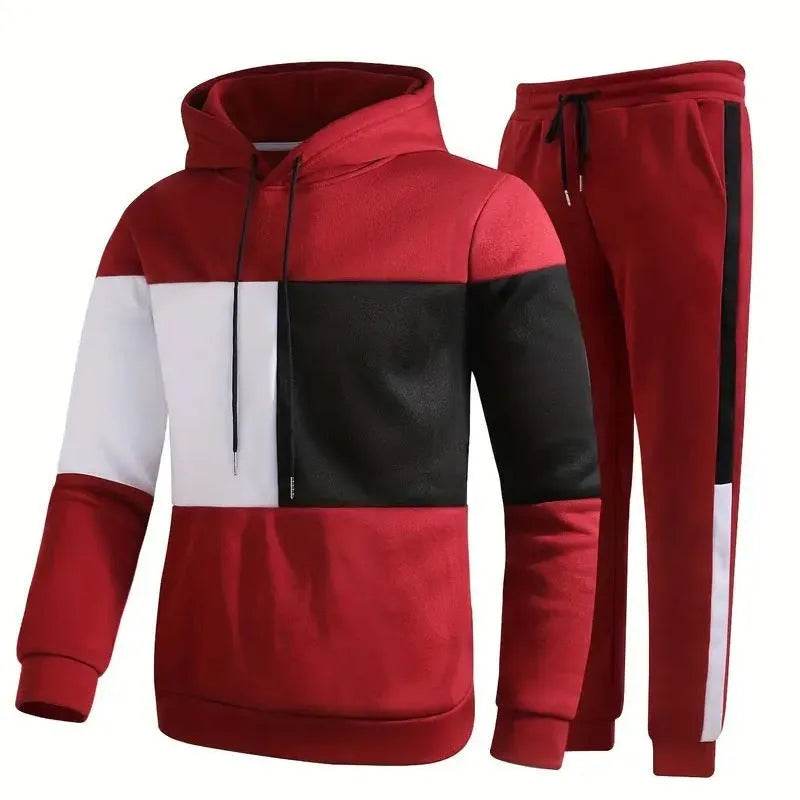 Casual Classic Plaid Long Sleeve Sweatshirt Hoodie set Suit men - Velora