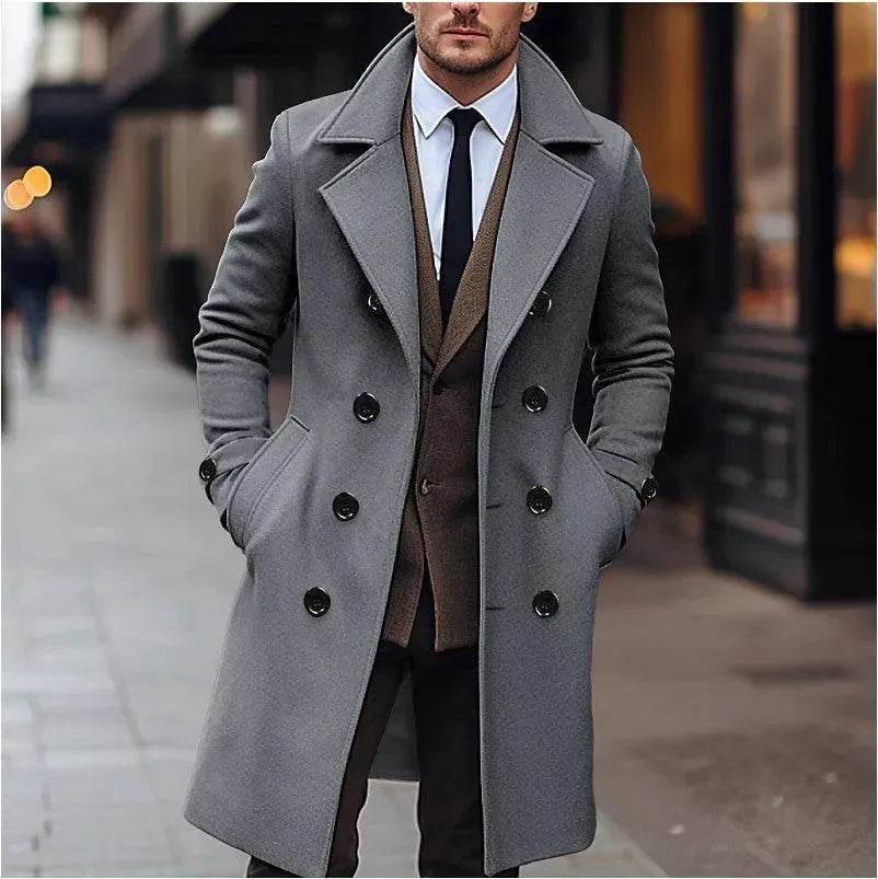 Fall Winter Men Woolen Coat Double Breasted Overcoat for men - Velora