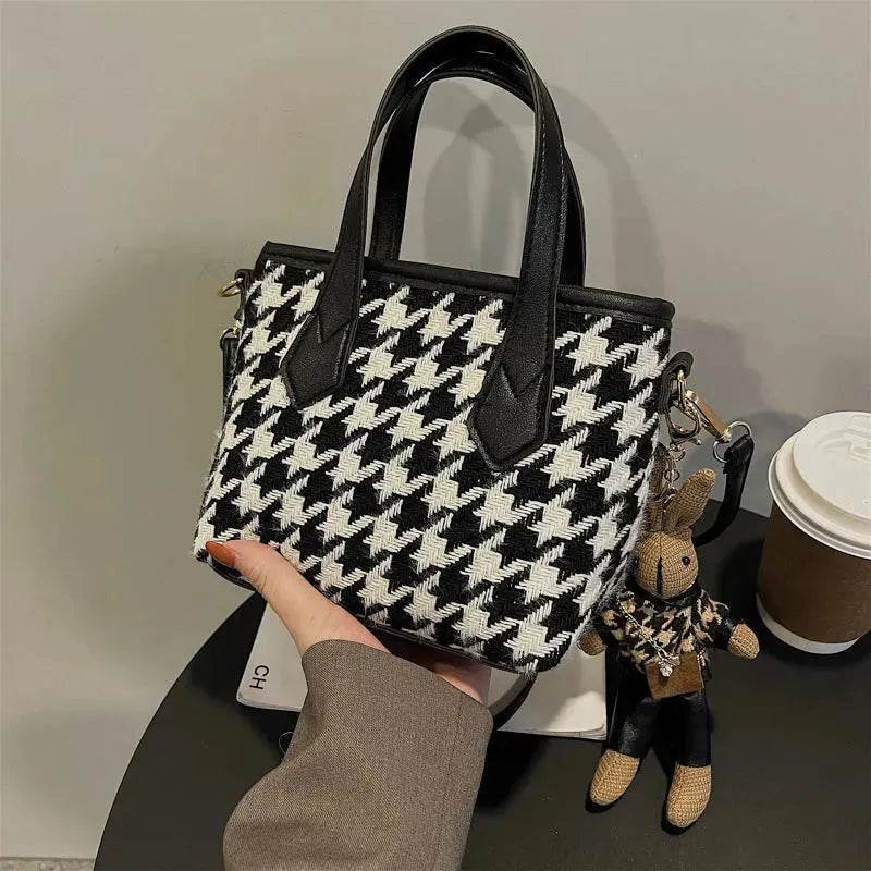 Fashion Houndstooth Shoulder Bags Portable Checkerboard Handbags All-match Messenger Crossbody Bag Women - Velora
