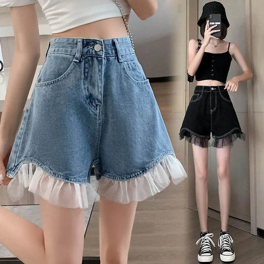 High Waist Design Denim Shorts For Women - Velora